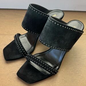 Saint Laurent Black Suede Studded Mules